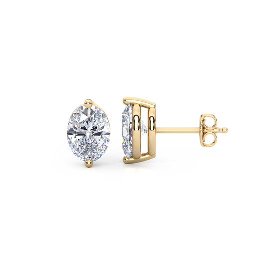 Classic Oval Cut Lab Diamond 2-Prong Stud Earrings