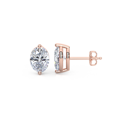 Classic Oval Cut Lab Diamond 2-Prong Stud Earrings