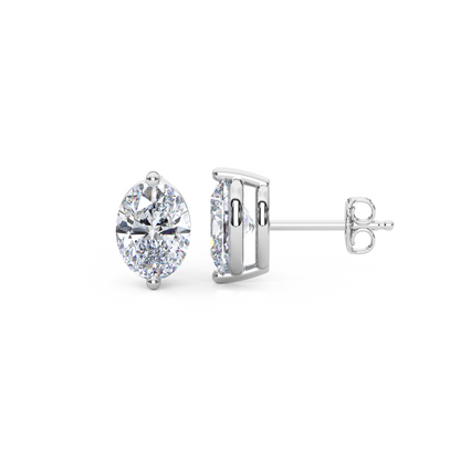 Classic Oval Cut Lab Diamond 2-Prong Stud Earrings