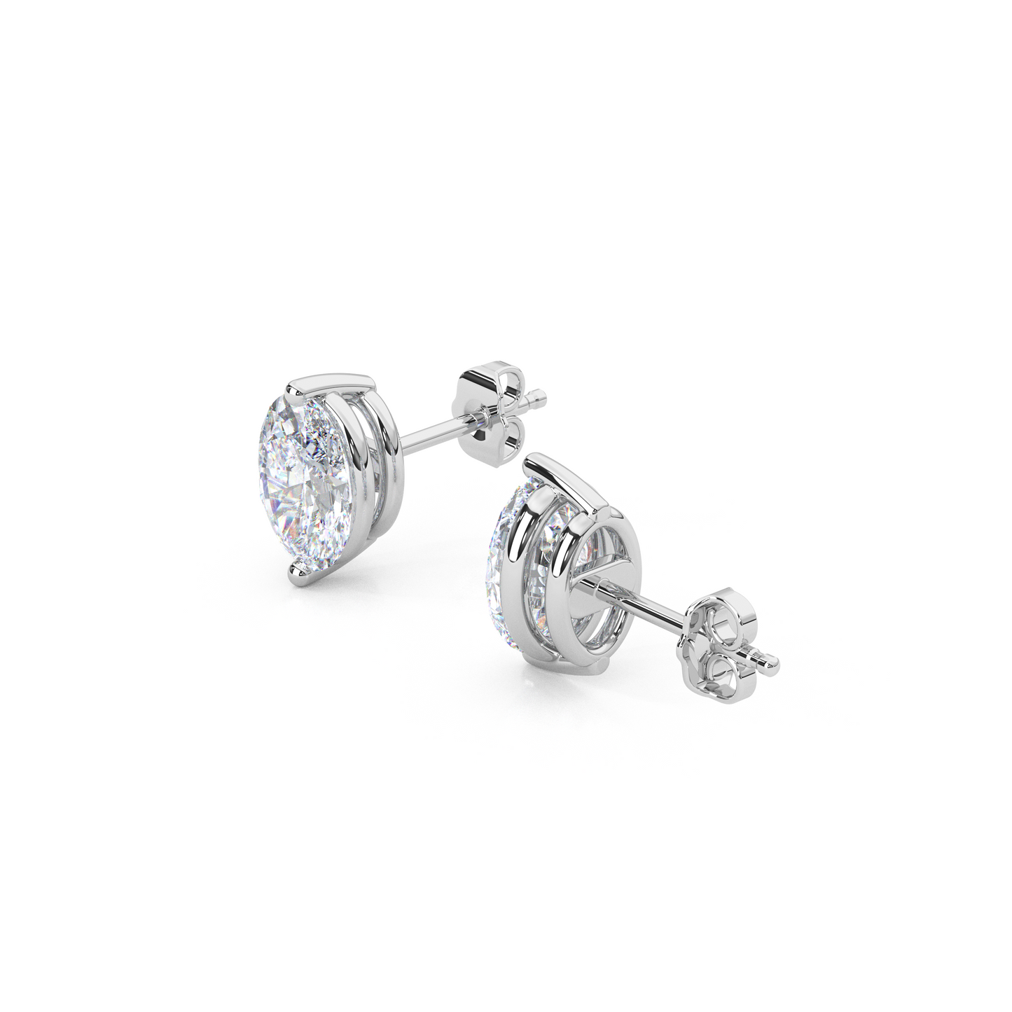 Classic Oval Cut Lab Diamond 2-Prong Stud Earrings