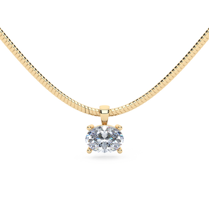 The Parla Omega | Oval Lab-Diamond Basket Pendant Necklace in 14K Gold