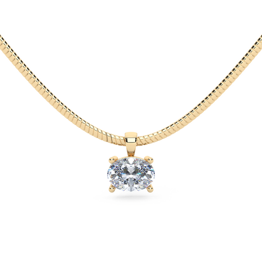 The Parla Omega | Oval Lab-Diamond Basket Pendant Necklace in 14K Gold