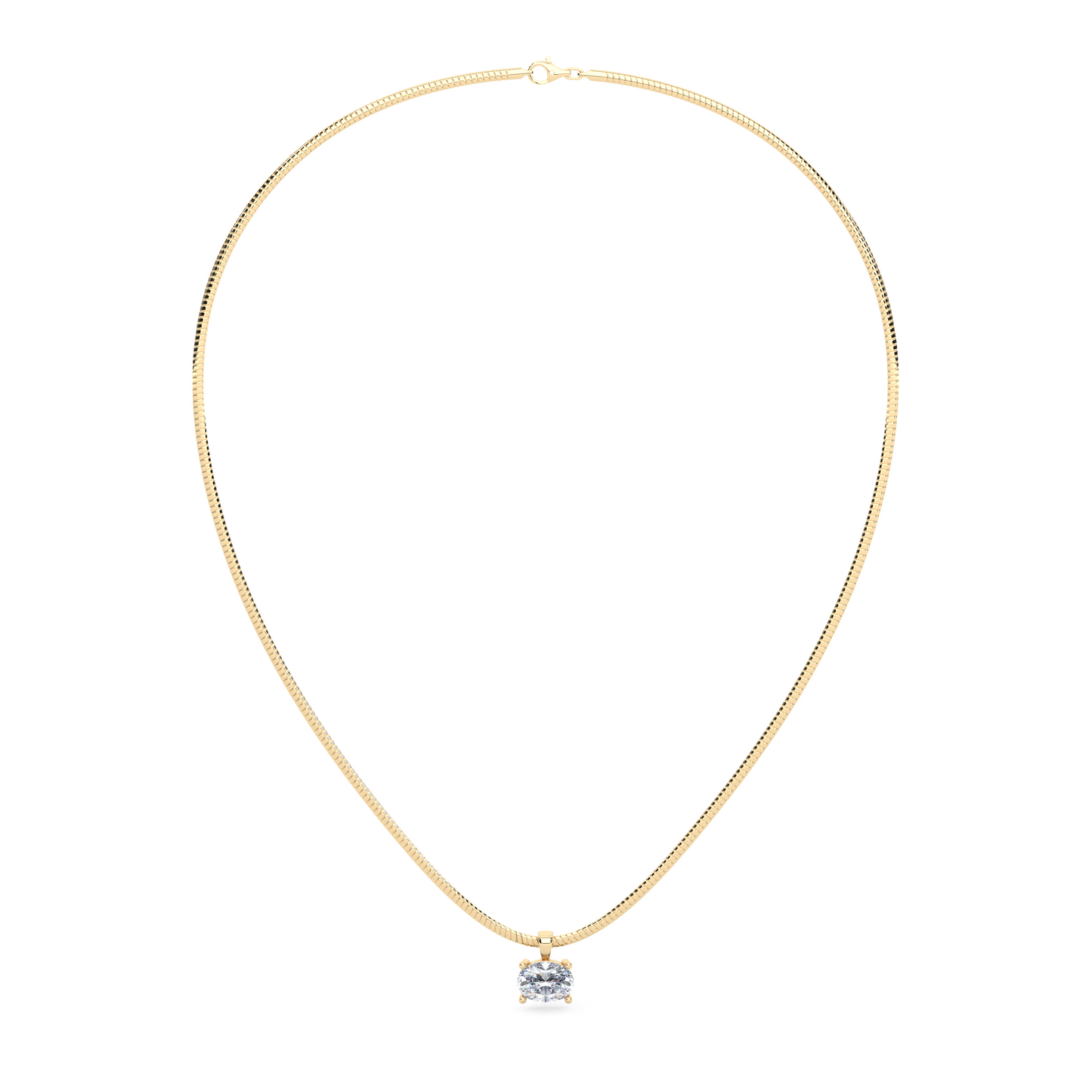 The Parla Omega | Oval Lab-Diamond Basket Pendant Necklace in 14K Gold