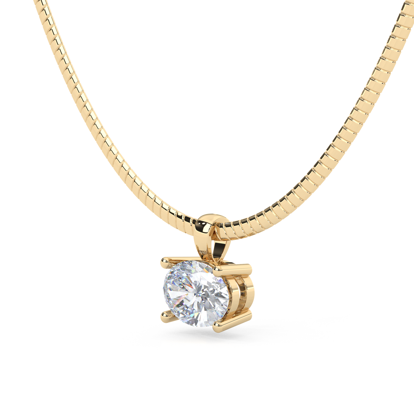 The Parla Omega | Oval Lab-Diamond Basket Pendant Necklace in 14K Gold
