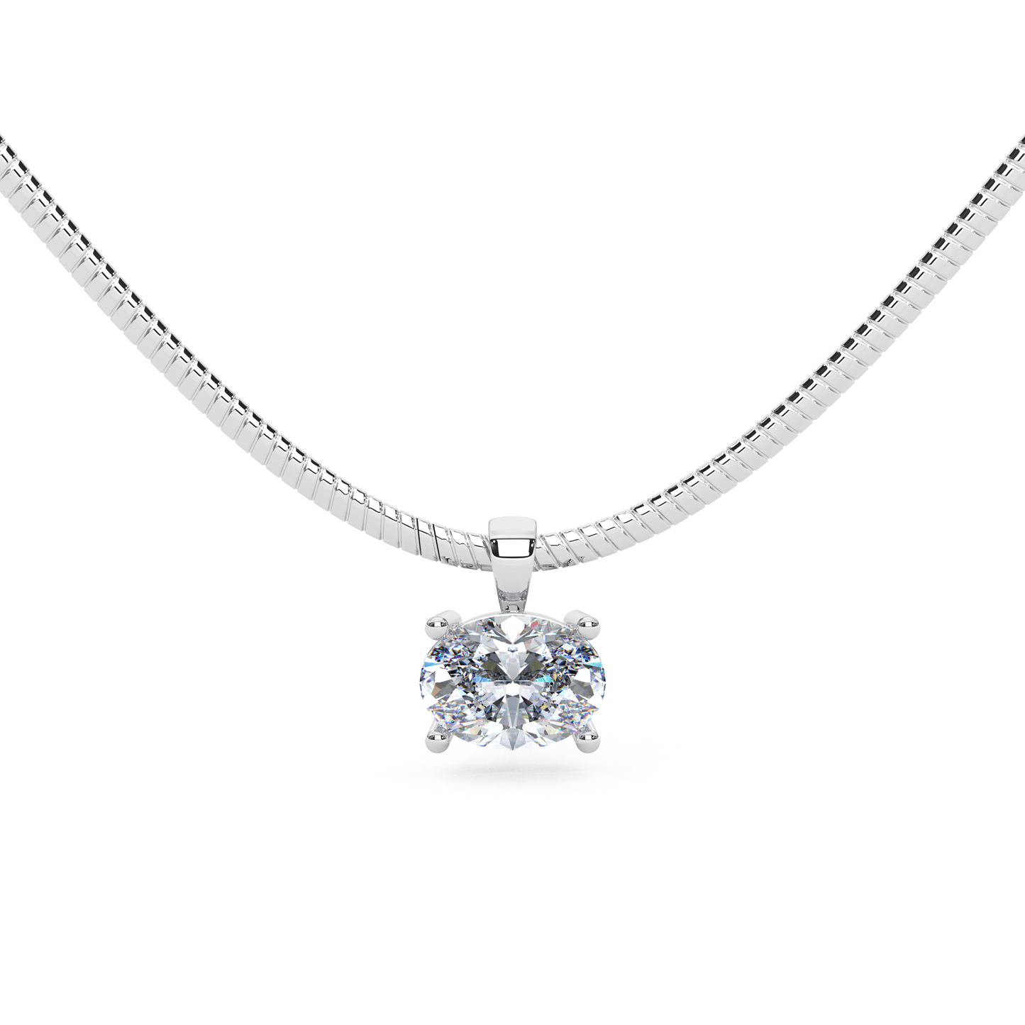 The Parla Omega | Oval Lab-Diamond Basket Pendant Necklace in 14K Gold