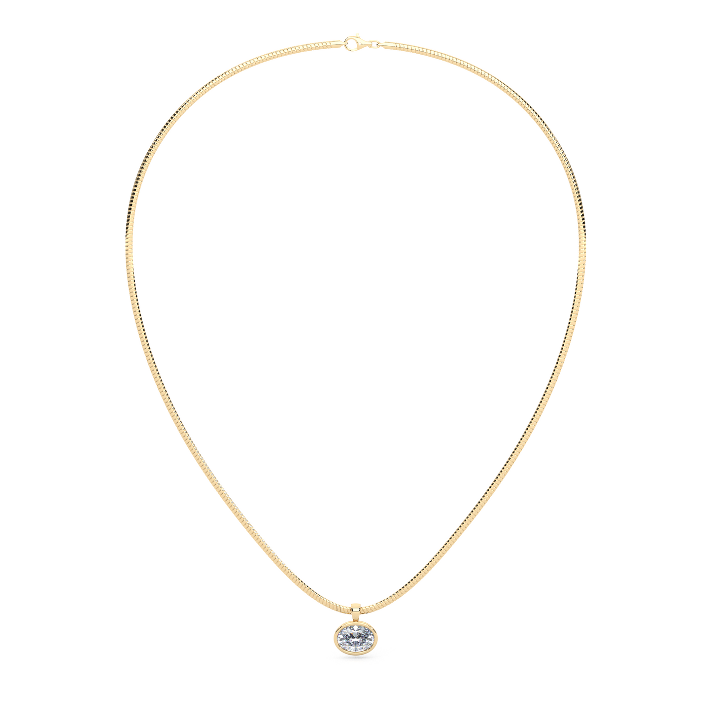 The Parla Omega | Oval Lab-Diamond Bezel Pendant Necklace in 14K Gold