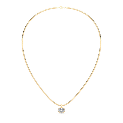 The Parla Omega | Oval Lab-Diamond Bezel Pendant Necklace in 14K Gold