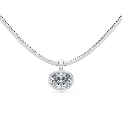The Parla Omega | Oval Lab-Diamond Bezel Pendant Necklace in 14K Gold