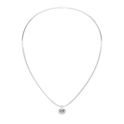 The Parla Omega | Oval Lab-Diamond Bezel Pendant Necklace in 14K Gold