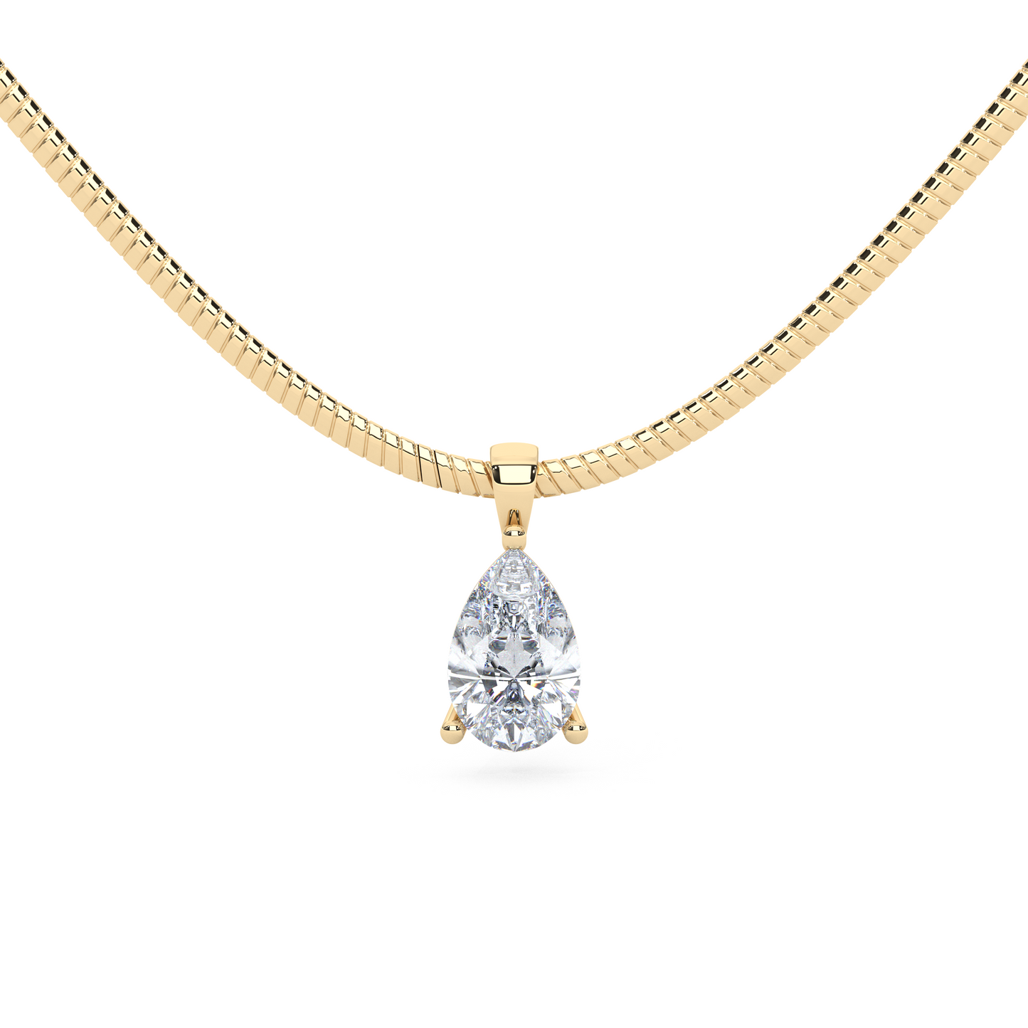 The Parla Omega | Pear Lab-Diamond Basket Pendant Necklace in 14K Gold