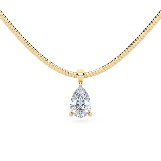 The Parla Omega | Pear Lab-Diamond Basket Pendant Necklace in 14K Gold