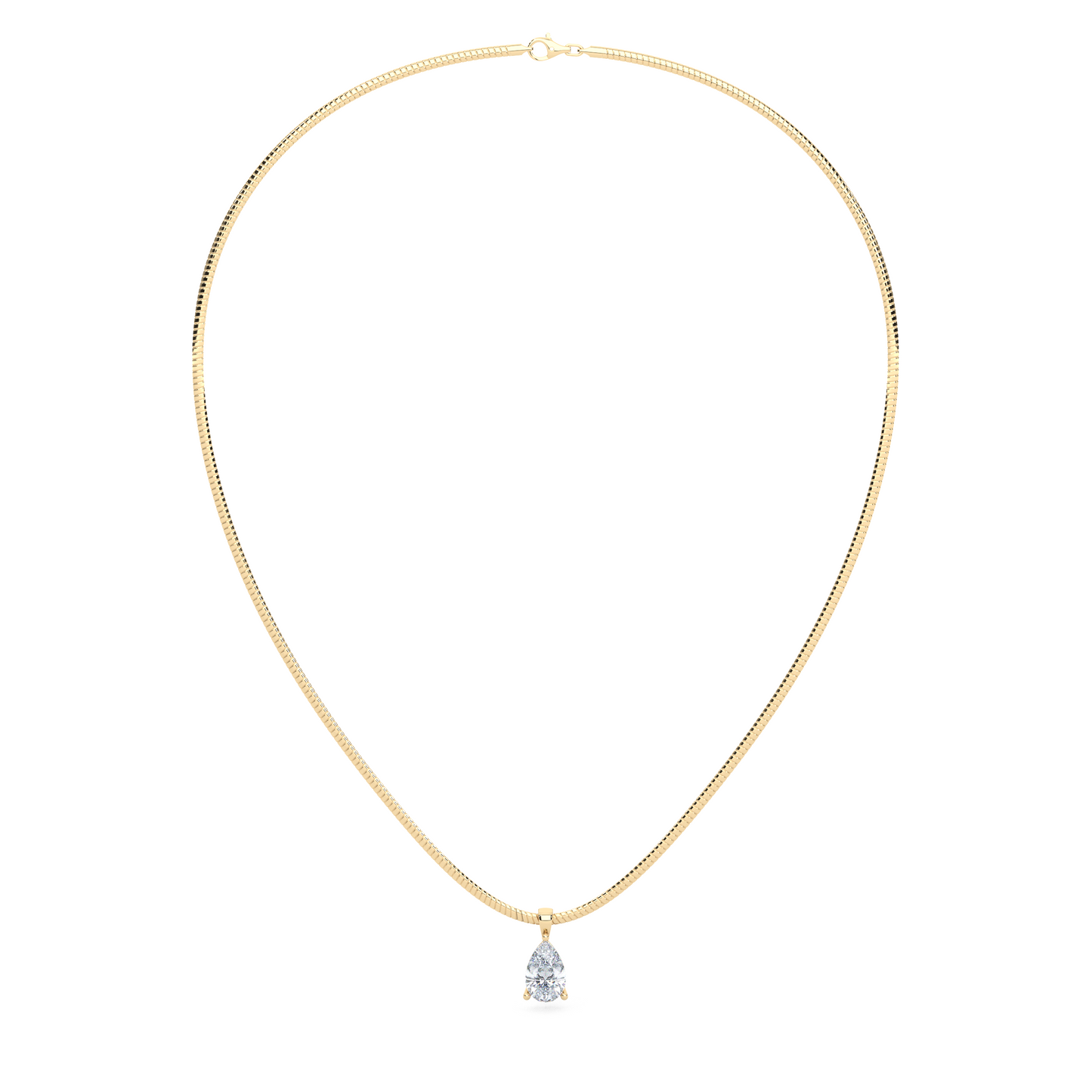 The Parla Omega | Pear Lab-Diamond Basket Pendant Necklace in 14K Gold
