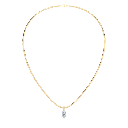 The Parla Omega | Pear Lab-Diamond Basket Pendant Necklace in 14K Gold