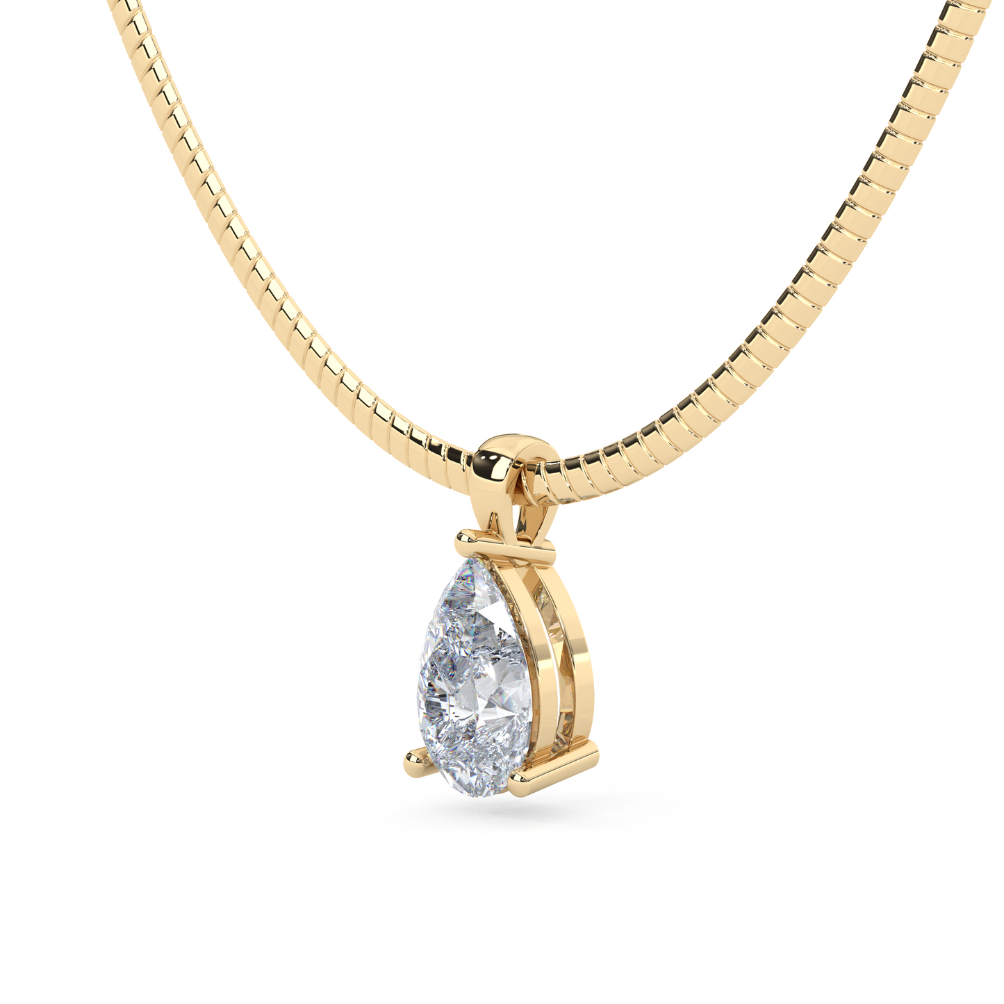The Parla Omega | Pear Lab-Diamond Basket Pendant Necklace in 14K Gold