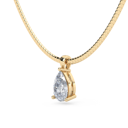 The Parla Omega | Pear Lab-Diamond Basket Pendant Necklace in 14K Gold