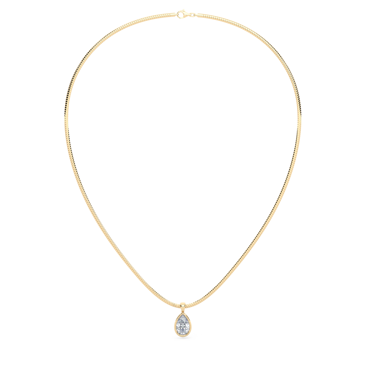 The Parla Omega | Pear Lab-Diamond Bezel Pendant Necklace in 14K Gold