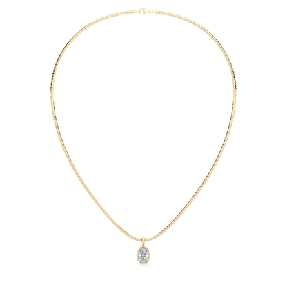 The Parla Omega | Pear Lab-Diamond Bezel Pendant Necklace in 14K Gold