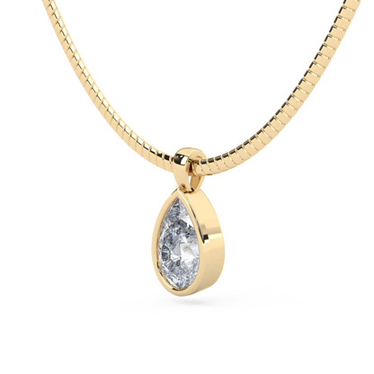 The Parla Omega | Pear Lab-Diamond Bezel Pendant Necklace in 14K Gold