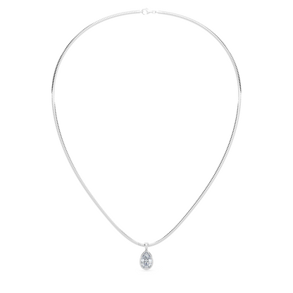 The Parla Omega | Pear Lab-Diamond Bezel Pendant Necklace in 14K Gold