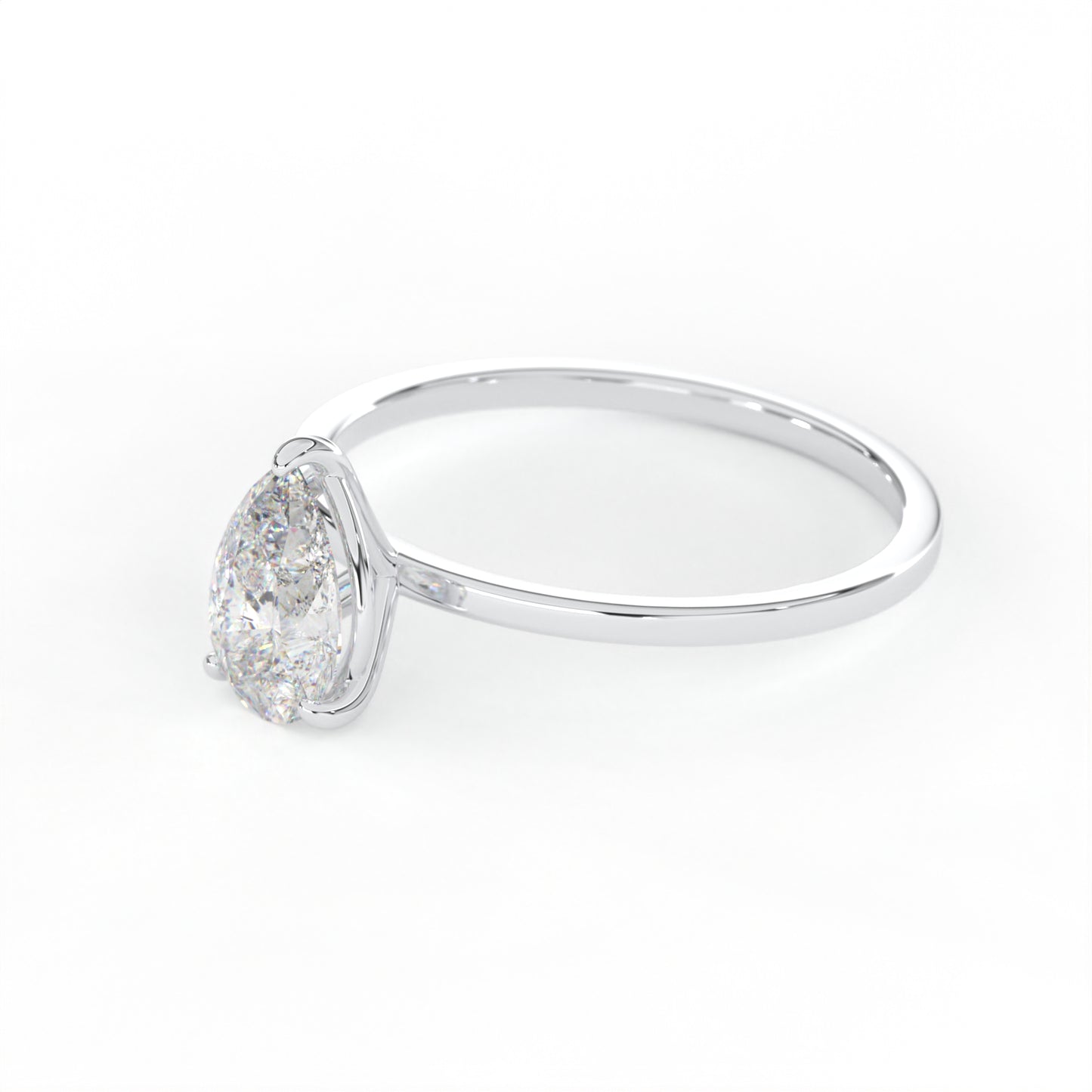 Elegant 1.00 Carat Pear Cut Lab Diamond Solitaire Engagement Ring