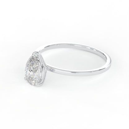 Elegant 1.00 Carat Pear Cut Lab Diamond Solitaire Engagement Ring