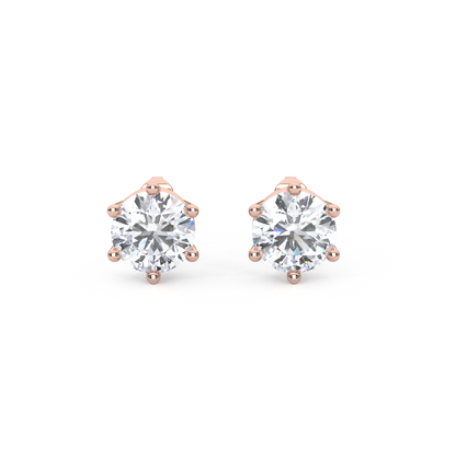 Classic Round Cut Lab Diamond 6-Prong Stud Earrings
