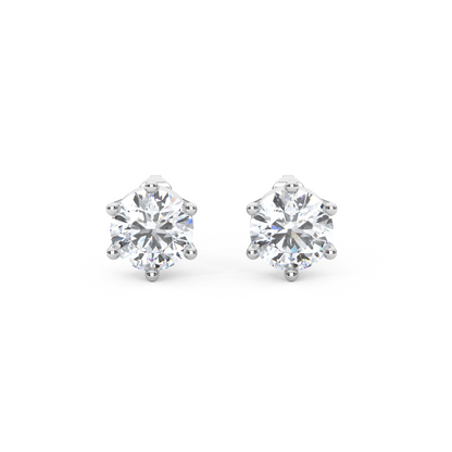 Classic Round Cut Lab Diamond 6-Prong Stud Earrings
