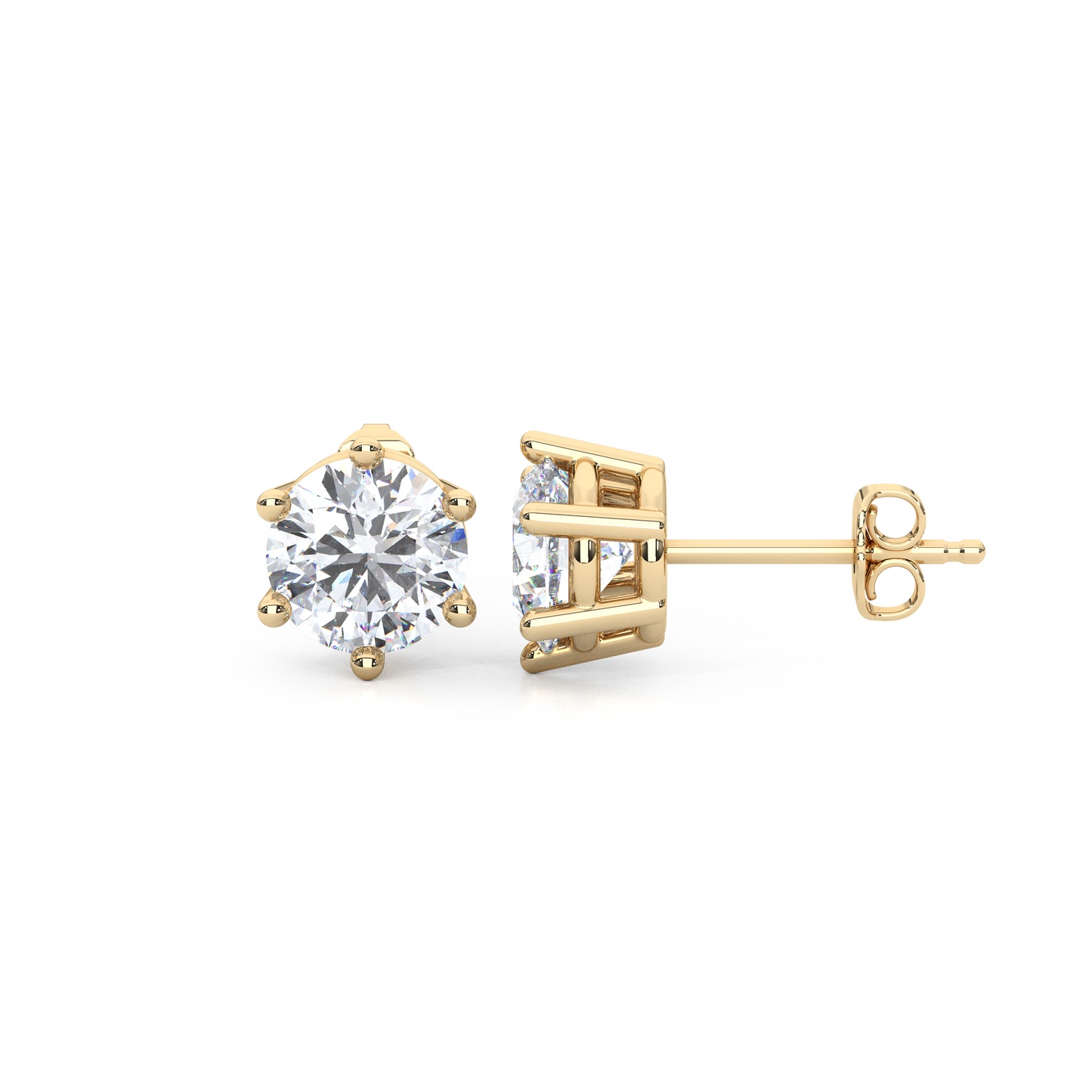 Classic Round Cut Lab Diamond 6-Prong Stud Earrings
