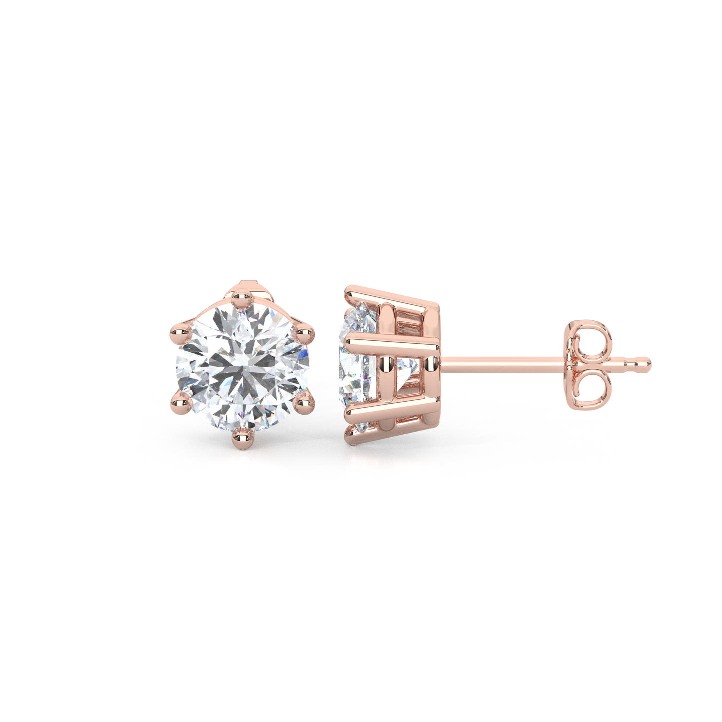 Classic Round Cut Lab Diamond 6-Prong Stud Earrings