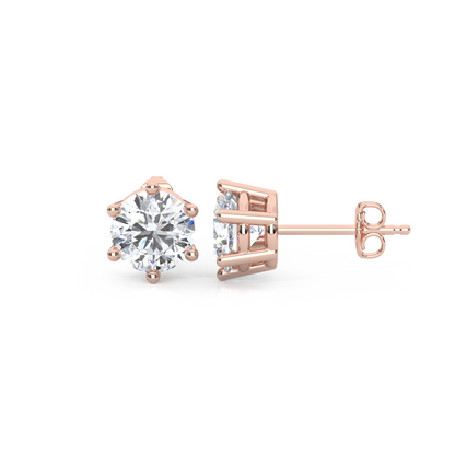 Classic Round Cut Lab Diamond 6-Prong Stud Earrings