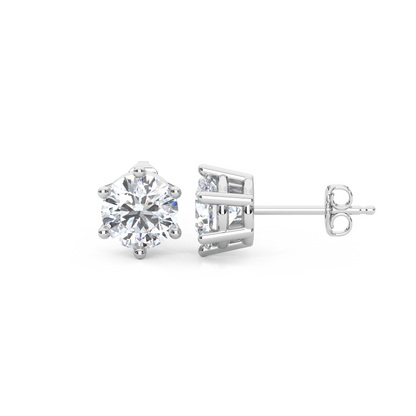 Classic Round Cut Lab Diamond 6-Prong Stud Earrings
