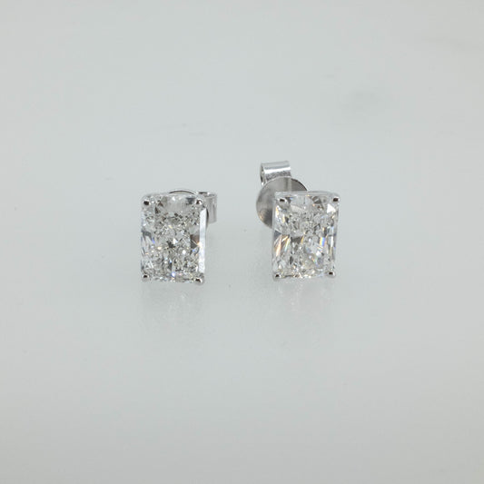 3.06ct Radiant-Cut Lab Diamond 4-Prong Stud Earrings in 14K White Gold