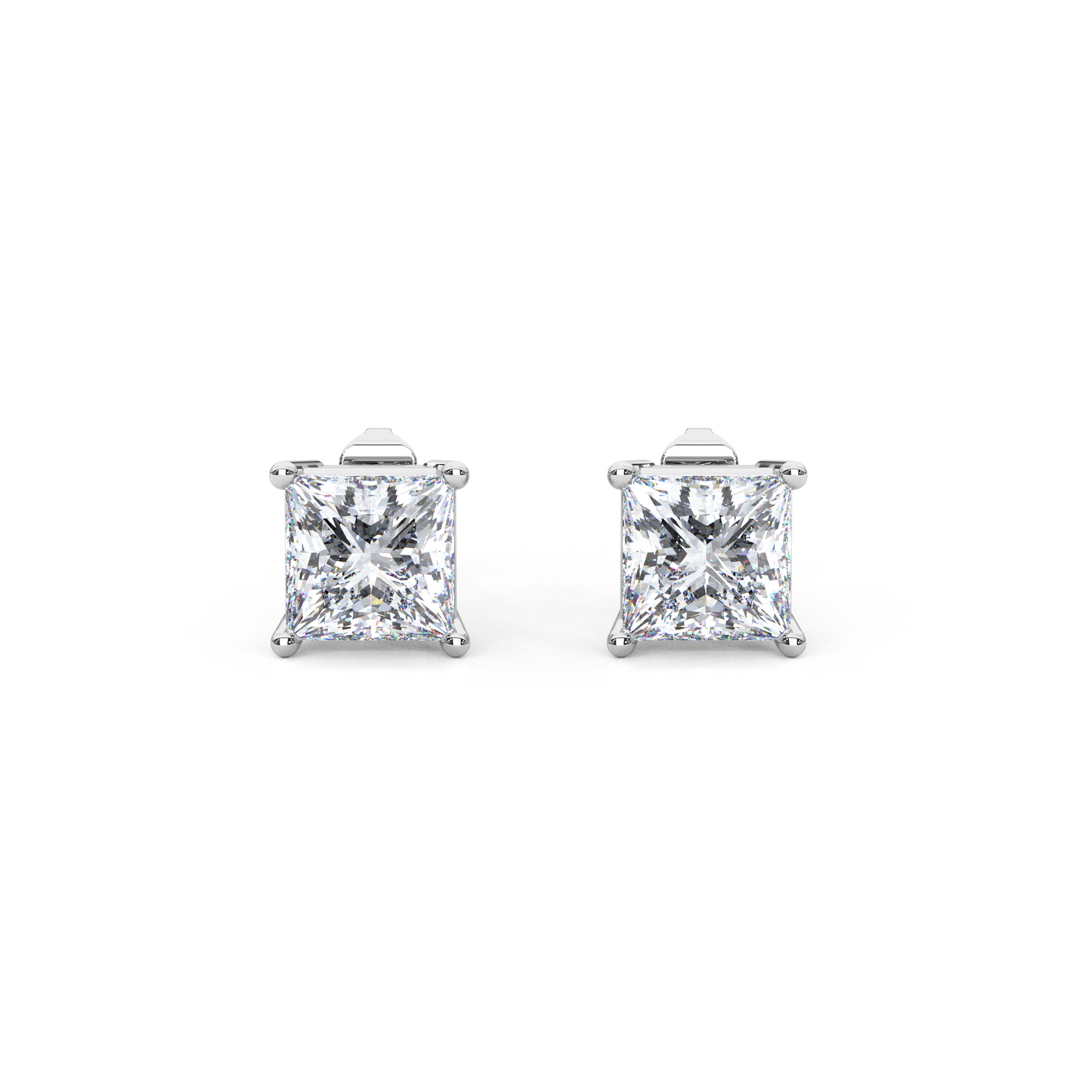 Classic Princess Cut Lab Diamond 4-Prong Stud Earrings