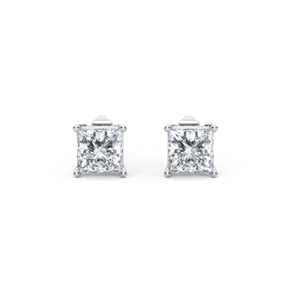 Classic Princess Cut Lab Diamond 4-Prong Stud Earrings