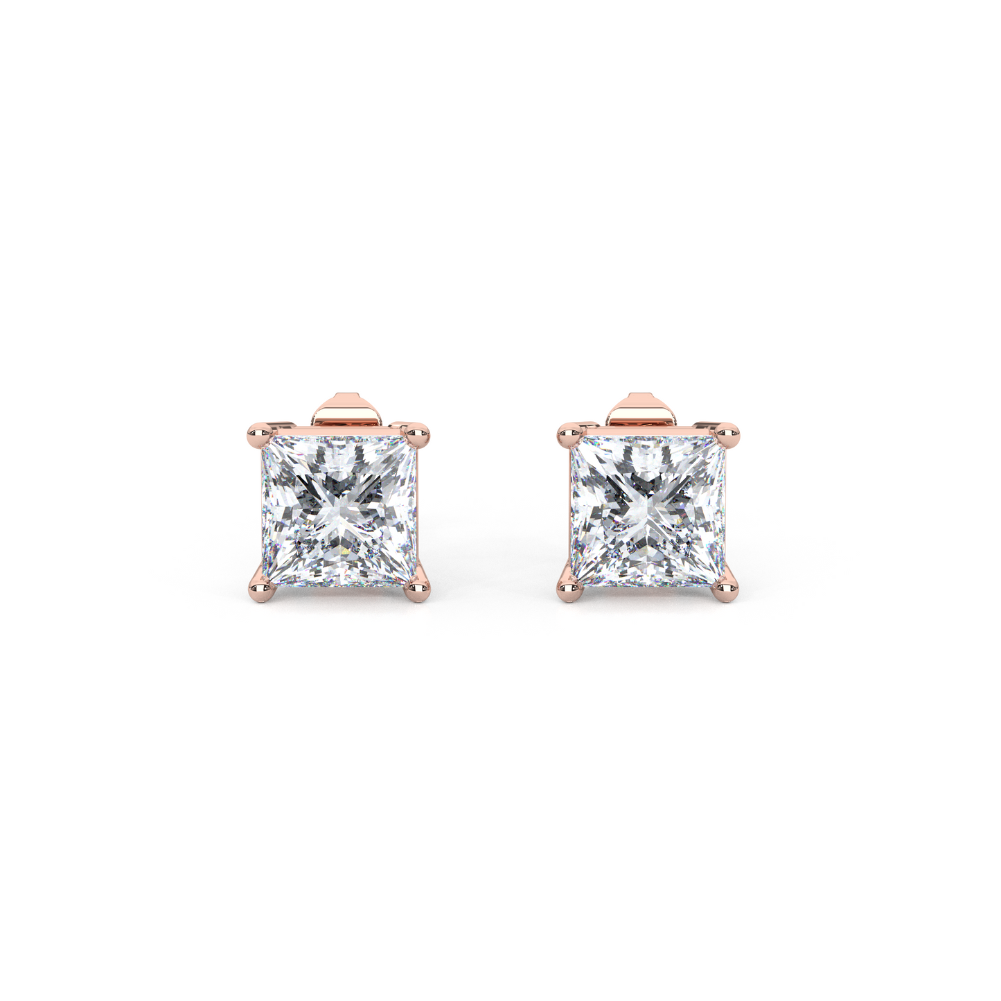 Classic Princess Cut Lab Diamond 4-Prong Stud Earrings