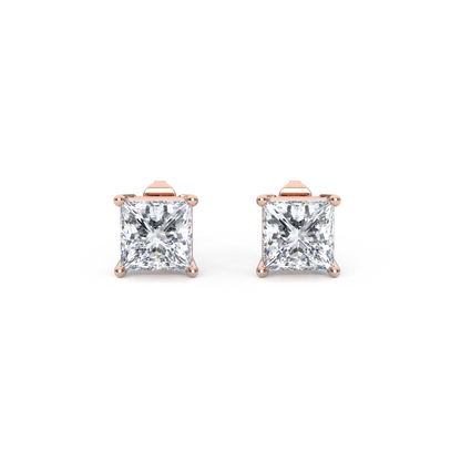 Classic Princess Cut Lab Diamond 4-Prong Stud Earrings