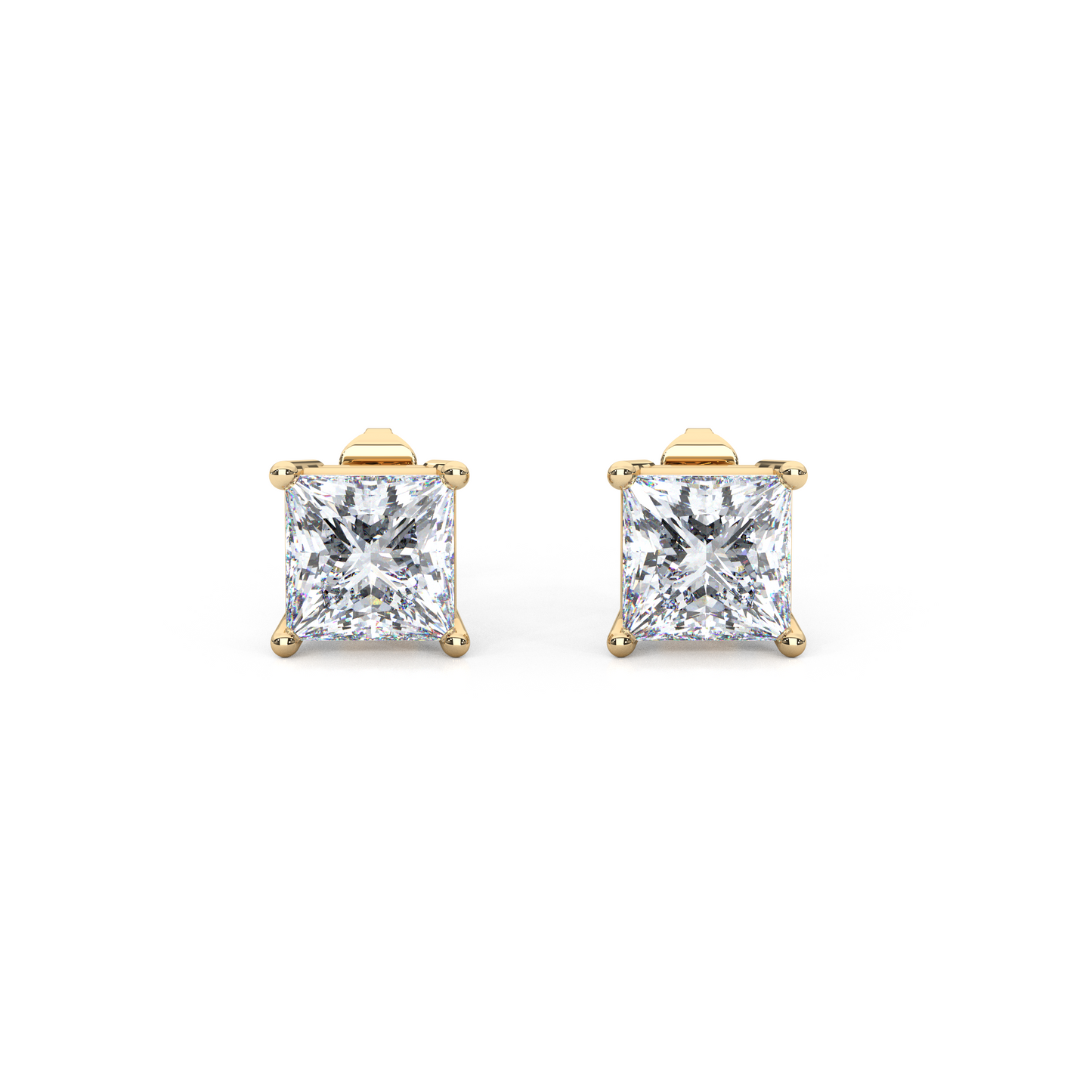 Classic Princess Cut Lab Diamond 4-Prong Stud Earrings