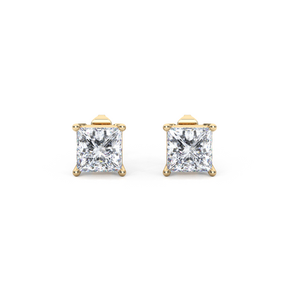 Classic Princess Cut Lab Diamond 4-Prong Stud Earrings