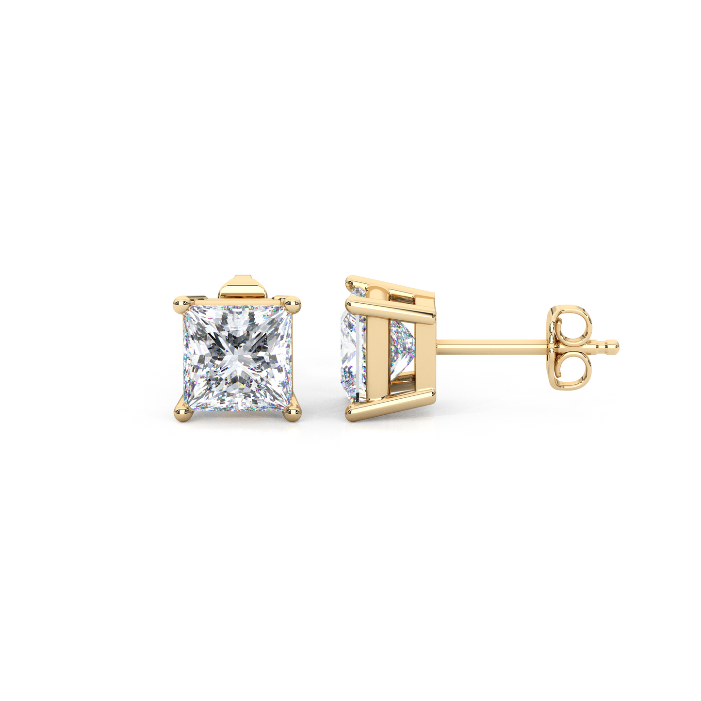 Classic Princess Cut Lab Diamond 4-Prong Stud Earrings