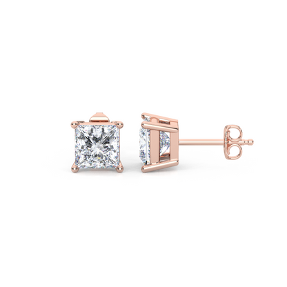 Classic Princess Cut Lab Diamond 4-Prong Stud Earrings