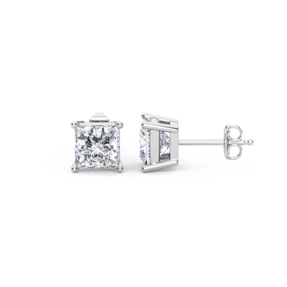 Classic Princess Cut Lab Diamond 4-Prong Stud Earrings