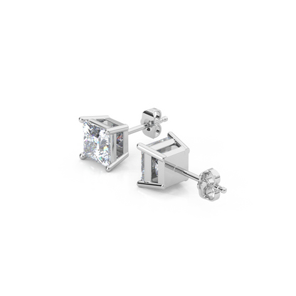 Classic Princess Cut Lab Diamond 4-Prong Stud Earrings