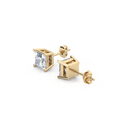 Classic Princess Cut Lab Diamond 4-Prong Stud Earrings