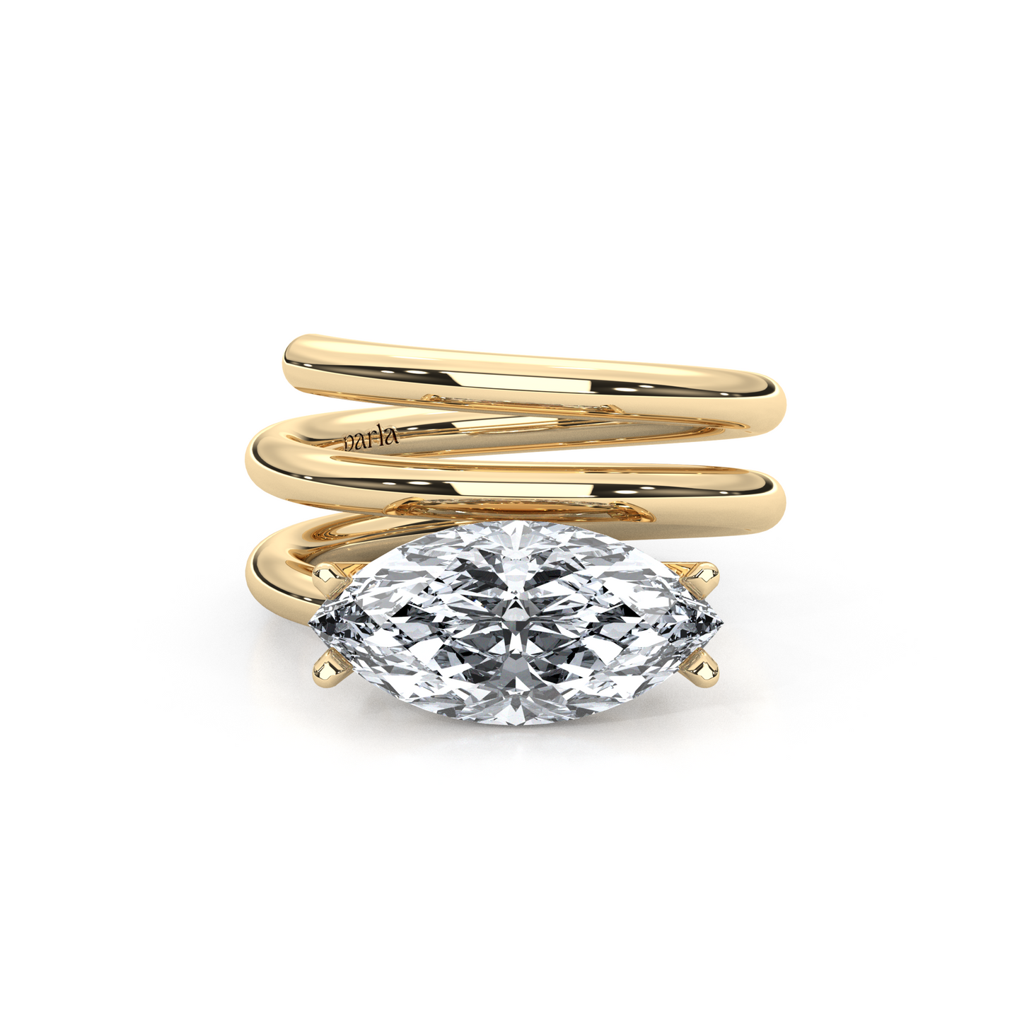 1.00 Carat Marquise Lab-Grown Diamond Spiral Wrap Band Design Pinky Ring