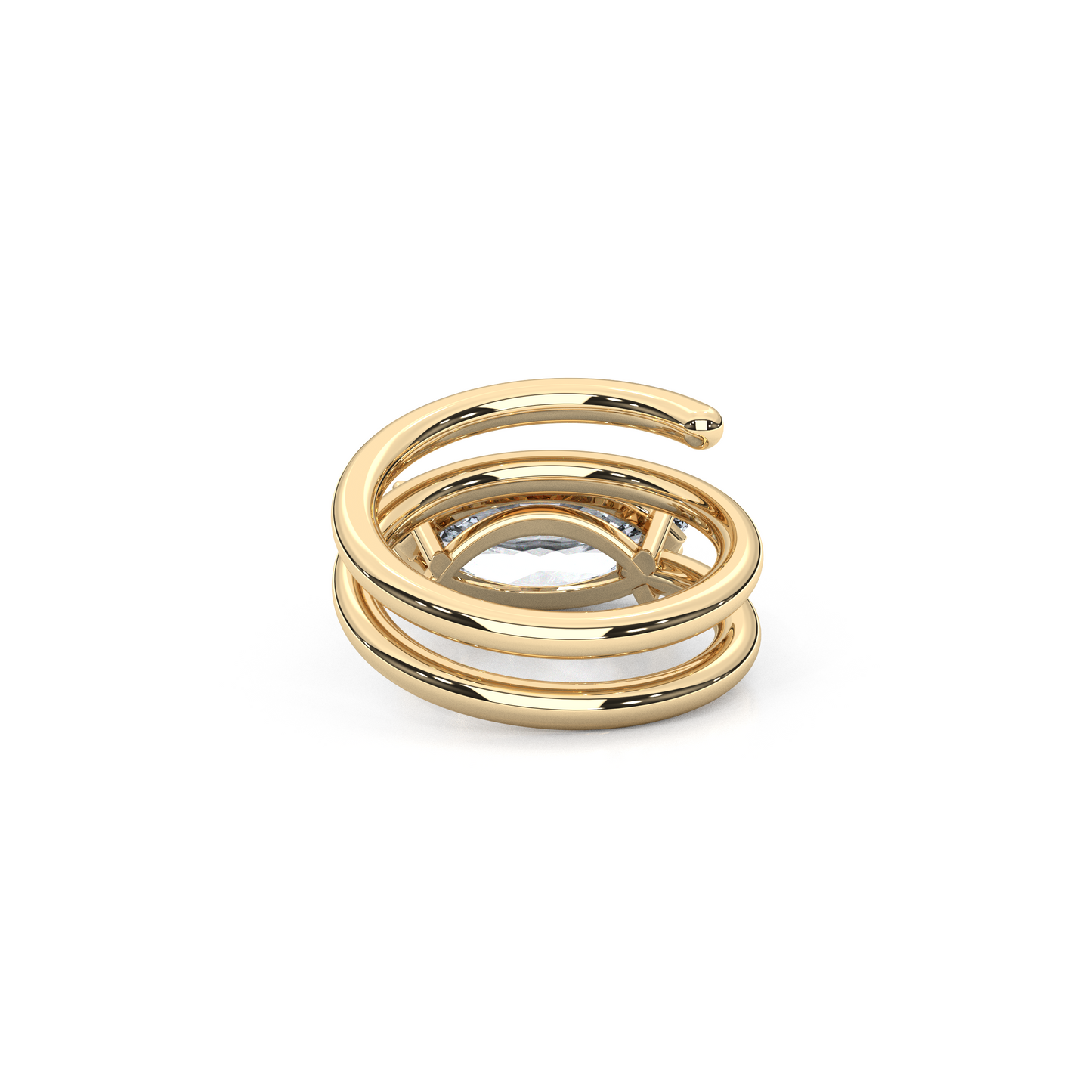 1.00 Carat Marquise Lab-Grown Diamond Spiral Wrap Band Design Pinky Ring