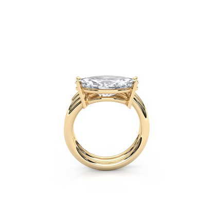 1.00 Carat Marquise Lab-Grown Diamond Spiral Wrap Band Design Pinky Ring