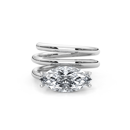 1.00 Carat Marquise Lab-Grown Diamond Spiral Wrap Band Design Pinky Ring