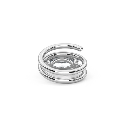 1.00 Carat Marquise Lab-Grown Diamond Spiral Wrap Band Design Pinky Ring