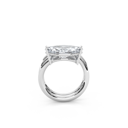 1.00 Carat Marquise Lab-Grown Diamond Spiral Wrap Band Design Pinky Ring