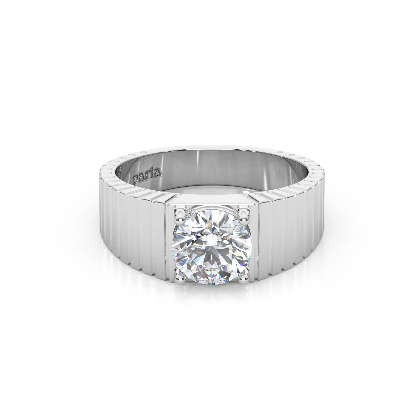 The Architect Band – 1ct Round Lab-Diamond Ribbed Ring (7mm)